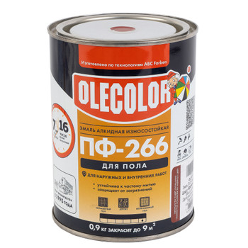 Эмаль ПФ-266 для пола Olecolor красно-коричневая глянцевая 0,9кг