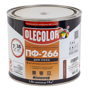 Эмаль ПФ-266 для пола Olecolor красно-коричневая глянцевая 1,9кг