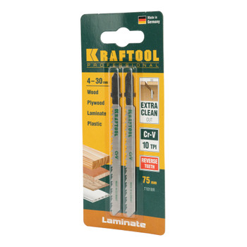 Полотно для электролобзика по дереву Kraftool T101BR шаг 2,5мм, 75 мм чистый рез 2 шт