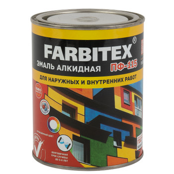 Изображение товара Эмаль ПФ-115 FARBITEX светло-серый 0,8 кг