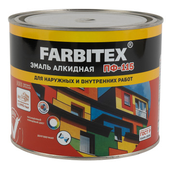 Изображение товара Эмаль ПФ-115 FARBITEX черный 1,8 кг