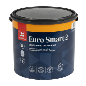 Краска для потолков Tikkurila Euro Smart 2 белая база A 2,7 л