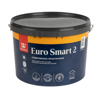 Краска для потолков Tikkurila Euro Smart 2 глубокоматовая база A 9 л