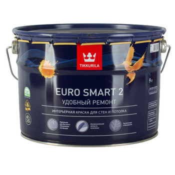 Краска для потолков Tikkurila Euro Smart 2 белая база A 9 л