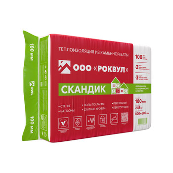 Утеплитель Rockwool Скандик 800х600х100 мм, 6 шт/уп