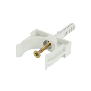 Держатель для труб (клипса) d32мм+дюбель с винтом (уп.5шт) ДКС 51332R5