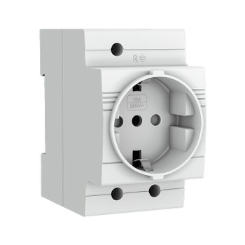 Розетка одноместная с заземлением на дин-рейку Shuko белая IP20 TDM