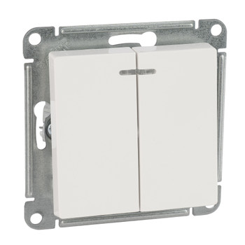 Механизм выключателя двухклавишный с подсветкой AtlasDesign белый IP20 Systeme Electric