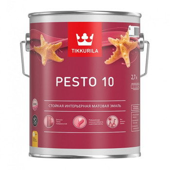 Эмаль стойкая алкидная Tikkurila Pesto 10 универсальная матовая база А 2,7 л