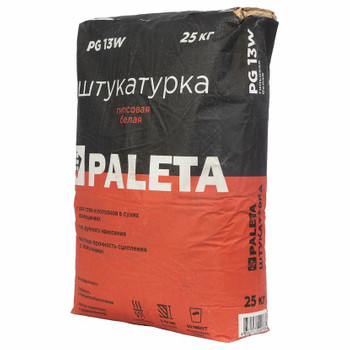 Штукатурка гипсовая Paleta PG 13 W белая, 25 кг