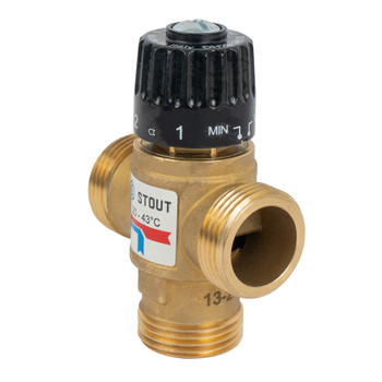 Вентиль термосмесительный для отопления и ГВС STOUT 20-43C 1" нар.резьба