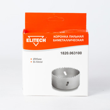 Изображение товара Коронка Elitech Bi-metal 95 мм универсальная для сверления металла дерева пластика