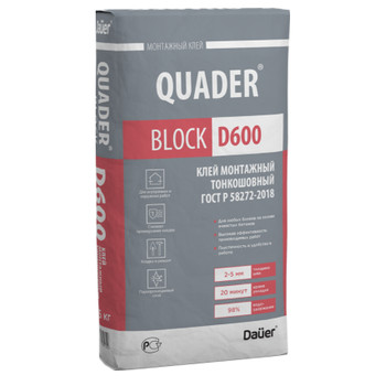 Клей для ячеистых блоков Dauer Quader Block D600, 25 кг