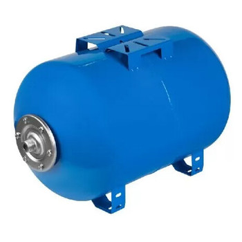 Расширительный мембранный бак гидроаккумулятор для водоснабжения 100 л горизонтальный синий