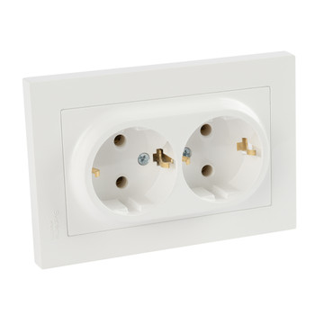 Розетка двухместная с заземлением AtlasDesign белая IP20 Systeme Electric