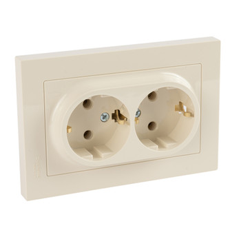 Розетка двухместная с заземлением AtlasDesign бежевая IP20 Systeme Electric