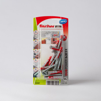 Дюбель Fischer Duopower S K NV с шурупом 6х30 мм 12 шт/уп