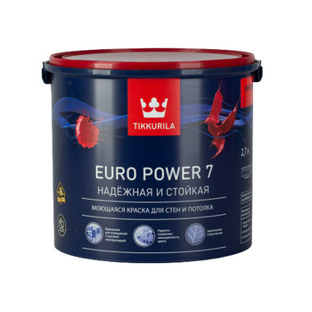Краска для стен и потолков Tikkurila Euro Power 7 база А 2,7 л