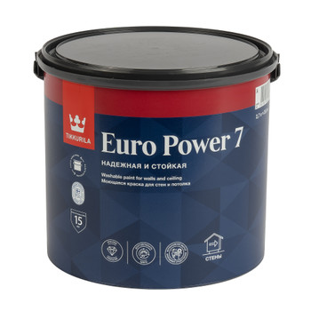 Краска для стен и потолков Tikkurila Euro Power 7 белая база А 2,7 л