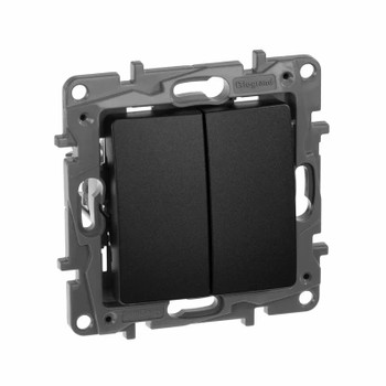 Механизм переключателя проходного двухклавишный Etika антрацит IP20 Legrand