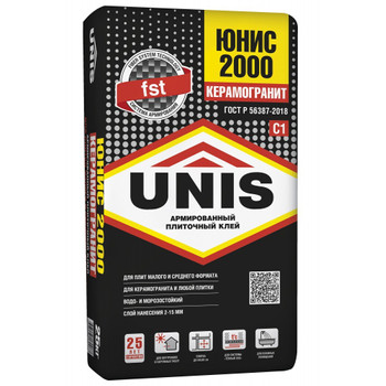 Клей для плитки UNIS 2000 С1, 25 кг