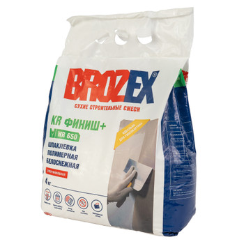 Шпатлевка полимерная финишная Brozex KR Финиш+ WR 650 белоснежная, 4 кг