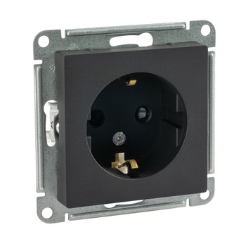 Механизм розетки с заземлением со шторками AtlasDesign карбон IP20 Systeme Electric