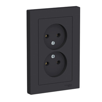 Розетка двухместная без заземления AtlasDesign карбон IP20 Systeme Electric