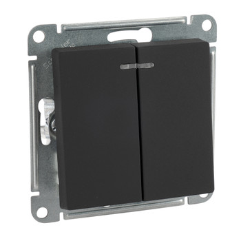 Механизм выключателя двухклавишный с подсветкой AtlasDesign карбон IP20 Systeme Electric