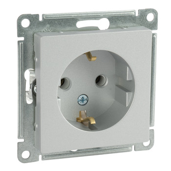 Механизм розетки с заземлением AtlasDesign алюминий IP20 Systeme Electric