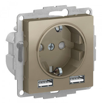 Механизм розетки с USB-2шт AtlasDesign шампань IP20 Systeme Electric