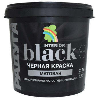 Краска интерьерная Радуга Black Interio черная 2,7 л