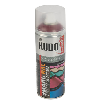 Эмаль аэрозольная для профнастила Kudo винно-красная (RAL 3005) полуматовая 0,52л
