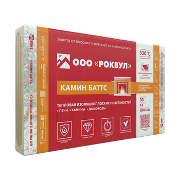 Утеплитель Rockwool Камин Баттс 1000x600x30 мм, 4 шт/уп