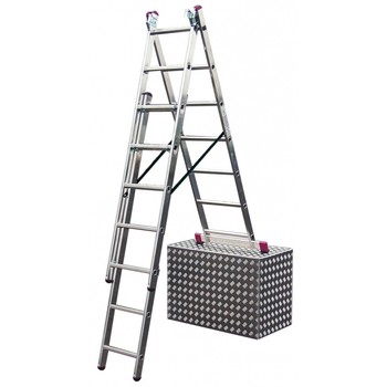 Лестница 3х8, алюминиевая (рабочая высота 5,4м) с функцией лестничных пролетов, CORDA