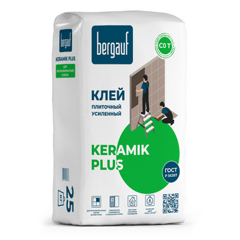 Клей для плитки Bergauf Keramik Plus (С0 Т) усиленный, 25 кг
