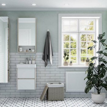 Изображение товара Зеркало шкаф Акватон Сканди 45 белый/дуб верона для ванной