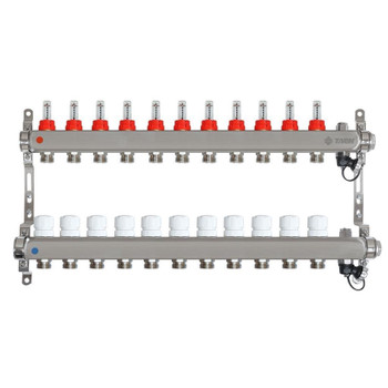 Коллекторная группа Taen 1" евроконус 3/4" на 11 выходов с расходомерами
