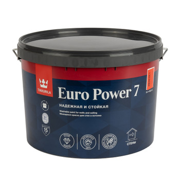 Краска для стен и потолков Tikkurila Euro Power 7 матовая база С 9 л