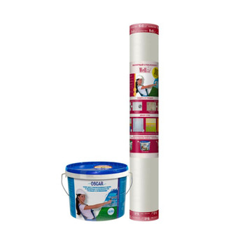 Комплект Стеклохолст Wellton light W30 + Клей для стеклообоев готовый Oscar, 10кг