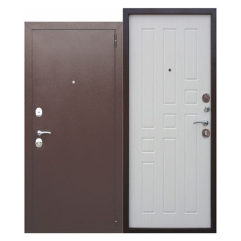 Дверь входная металлическая Ferroni Гарда медный антик/белый ясень 860 мм левая