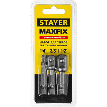 Адаптеры для торцовых головок, 3 предмета Stayer Maxfix