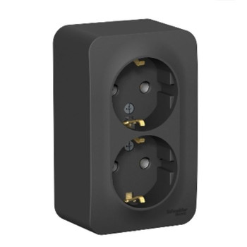 Розетка двухместная накладная с заземлением Blanca антрацит IP20 Systeme Electric