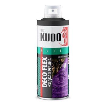 Краска для декоративных работ Kudo Deco Flex жидкая резина чёрная 0,52 л