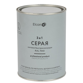 Грунт-эмаль по ржавчине 3 в 1 Elcon серая матовая 0,8 кг