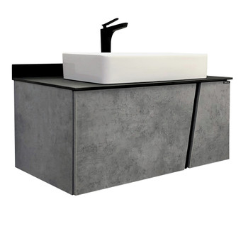 Тумба подвесная Comforty Эдинбург 90 с раковиной Comforty T-Y9378 бетон светлый с черной столешницей