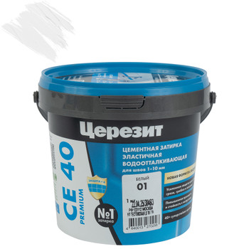 Изображение товара Цементная затирка Церезит СЕ 40 Aquastatic белая 1 кг для швов до 10 мм