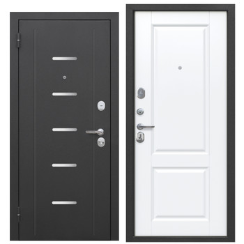 Дверь входная металлическая Ferroni Гарда серебро/велюр белый софт 960мм левая