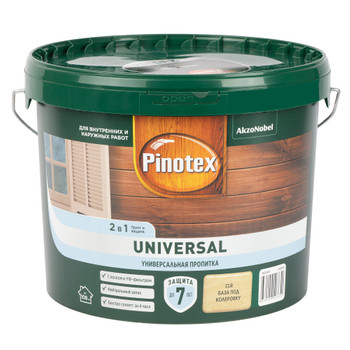 Пропитка 2в1 Pinotex Universal бесцветная (под колеровку) полуматовая 9л