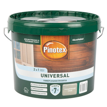 Пропитка 2в1 Pinotex Universal скандинавский серый полуматовый 9л